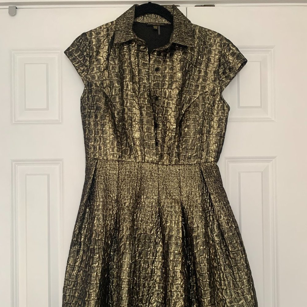 alberto makali gold lamee dress